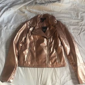 Women’s rose gold/dusty pink faux leather jacket